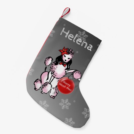 プードル様がクリスマスのお願いをお見せします！ スモールクリスマスストッキング (正面 (吊り時))