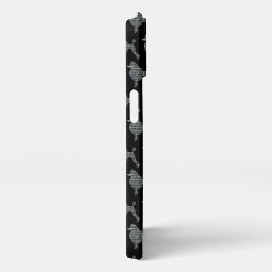 プードル犬かわいいシルエットグリッドブラック iPhoneケース (右側面)