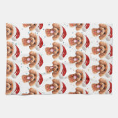 プードル犬がクリスマススターを育てる キッチンタオル (横)