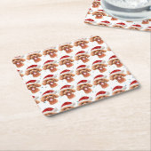 プードル犬がクリスマススターを育てる スクエアペーパーコースター (アングル)