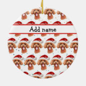 プードル犬がクリスマススターを育てる セラミックオーナメント (裏面)