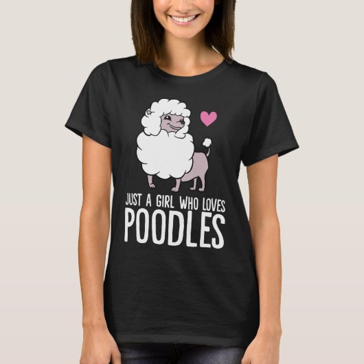 プードル犬が大好きな女の子 Tシャツ (正面)