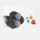 プードル犬とハートバレンタインデー フリースブランケット (正面(横))