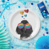 プードル犬とハートバレンタインデー ペーパープレート (パーティー)