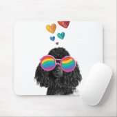 プードル犬とハートバレンタインデー マウスパッド (マウス)