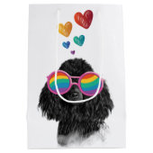 プードル犬とハートバレンタインデー ミディアムペーパーバッグ (裏面)