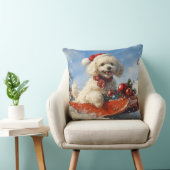 プードル犬のそりで雪を降らせて クリスマス クッション (椅子)