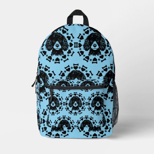 プードル犬のオーナー プリントバックパック (正面)