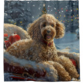 プードル犬のクリスマスフェスティブ シャワーカーテン (正面)