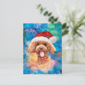 プードル犬のクリスマス シーズンポストカード (スタンド正面)