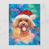 プードル犬のクリスマス シーズンポストカード (正面)