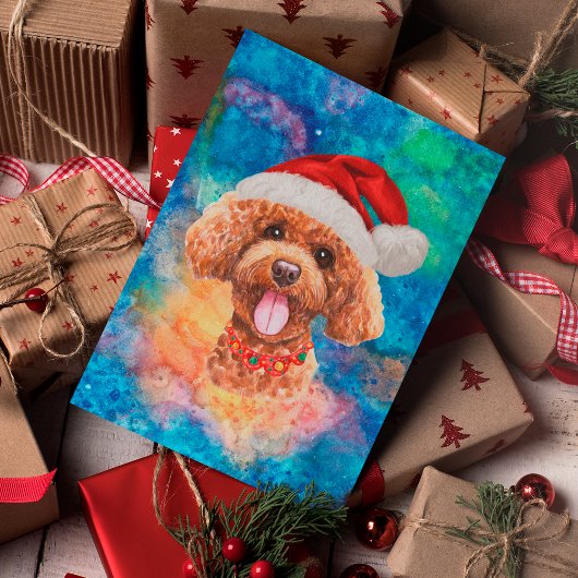 プードル犬のクリスマス シーズンポストカード