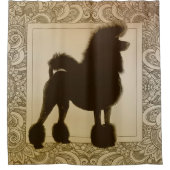 プードル犬のデジタル芸術 シャワーカーテン (正面)