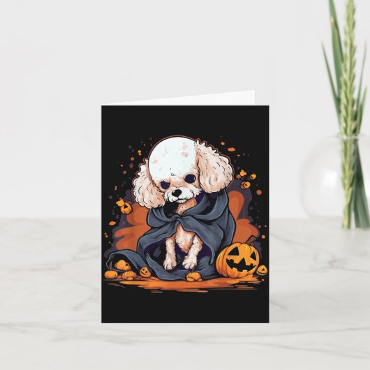 プードル犬のハロウィン カード (正面)