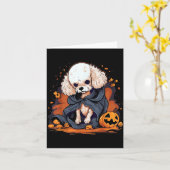 プードル犬のハロウィン カード (黄色い花)