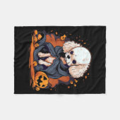 プードル犬のハロウィン フリースブランケット (正面(横))