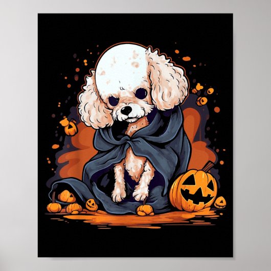 プードル犬のハロウィン ポスター (正面)