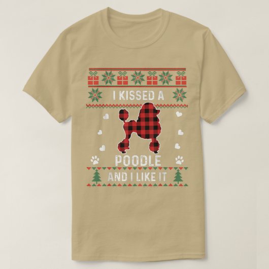 プードル犬の恋人ギフトプードル犬ペット醜いクリスマス Tシャツ (デザイン正面)