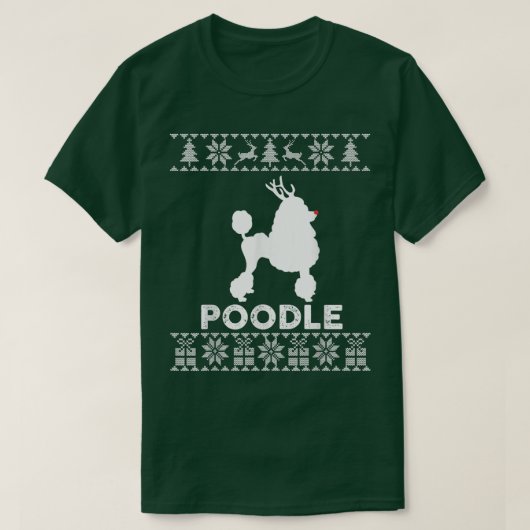 プードル犬の恋人クリスマストナカイ醜いクリスマス Tシャツ (デザイン正面)