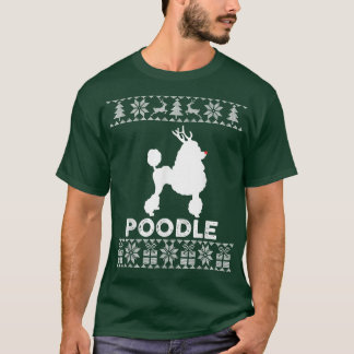 プードル犬の恋人クリスマストナカイ醜いクリスマス Tシャツ