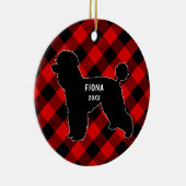 プードル犬の格子縞のクリスマスのオーナメント セラミックオーナメント (右)
