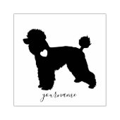 プードル犬の首にハートを付けたシルエット ラバースタンプ (インプリント)