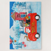 プードル犬クリスマスデリバリートラックスノー ジグソーパズル (縦)