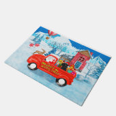 プードル犬クリスマスデリバリートラックスノー ドアマット (アングル)