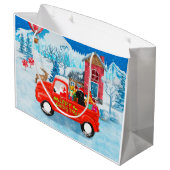 プードル犬クリスマスデリバリートラックスノー ラージペーパーバッグ (裏面アングル)