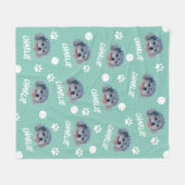 プードル犬グリーンカスタムの写真と名前，ペット フリースブランケット (正面(横))