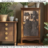 プードル犬ビクトリアン黒い服CP4デコパージュ 薄葉紙