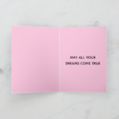 プードル犬 |ピンクとイエローの誕生日折り畳み カード (内部)