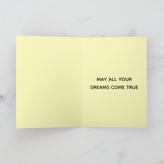 プードル犬 |ピンクとイエローの誕生日折り畳み カード (内部)