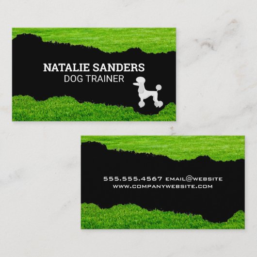 プードル犬 | Grassの引き裂き効果 名刺 (正面/裏面)