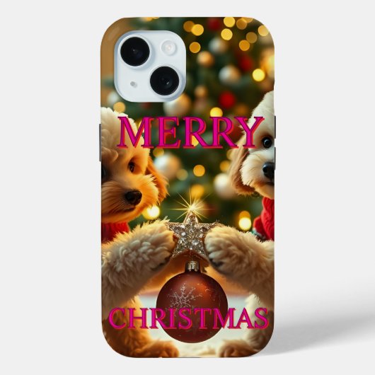 プードル祝の二つのクリスマス Case-Mate iPhoneケース (裏面)