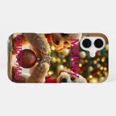 プードル祝の二つのクリスマス iPhone 16ケース (裏面横)