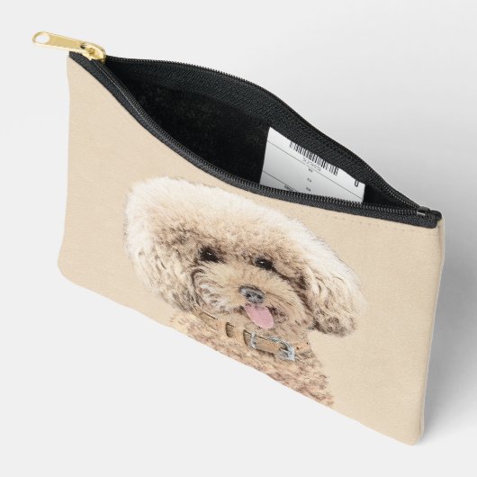 プードル絵を描のおもちゃアプリコットクリームオリジナルドッグアート アクセサリーポーチ (見開き)