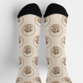 プードル絵を描のおもちゃアプリコットクリームオリジナルドッグアート ソックス (上部)