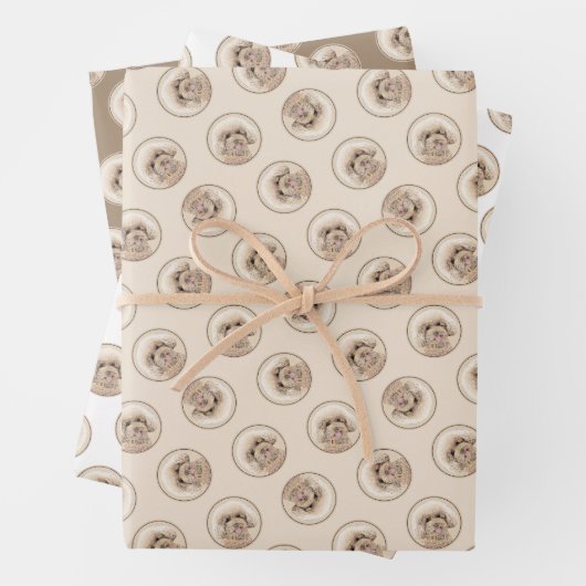 プードル絵を描のおもちゃアプリコットクリームオリジナルドッグアート ラッピングペーパーシート (インサイチュ)