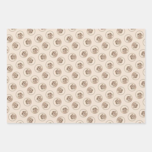 プードル絵を描のおもちゃアプリコットクリームオリジナルドッグアート ラッピングペーパーシート (正面)