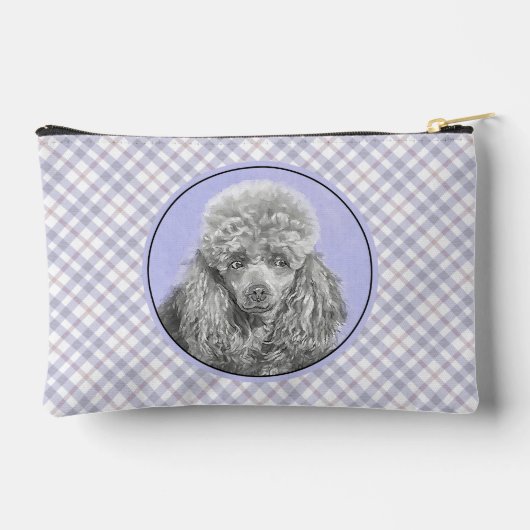 プードル絵を描のミニチュアトイシルバーグレードッグアート アクセサリーポーチ (裏面)
