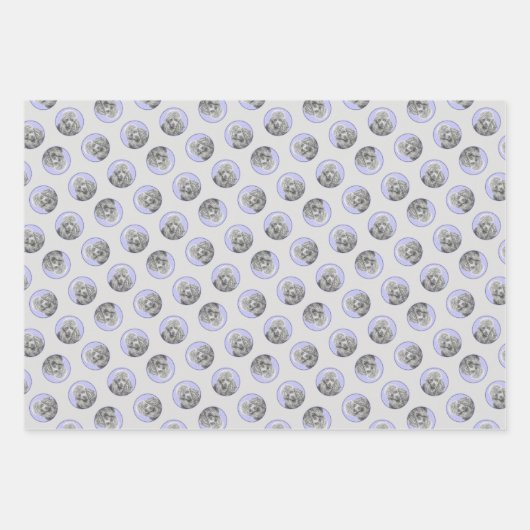 プードル絵を描のミニチュアトイシルバーグレードッグアート ラッピングペーパーシート (正面3)