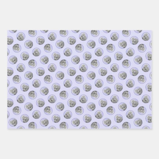 プードル絵を描のミニチュアトイシルバーグレードッグアート ラッピングペーパーシート (正面)