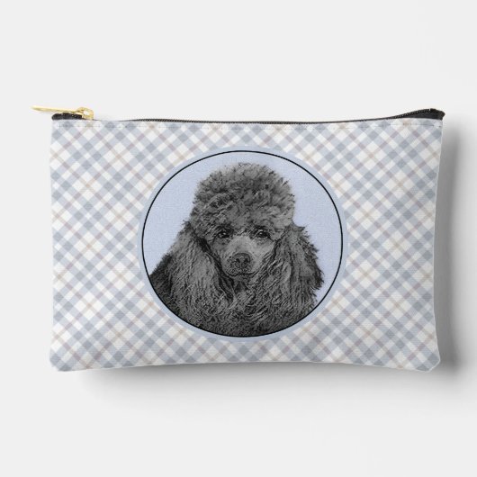 プードル絵を描のミニチュアトイブラックペットドッグアート アクセサリーポーチ (正面)