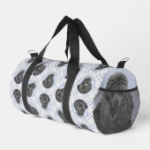 プードル絵を描のミニチュアトイブラックペットドッグアート ダッフルバッグ (右コーナー)