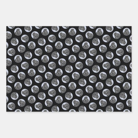 プードル絵を描のミニチュアトイブラックペットドッグアート ラッピングペーパーシート (正面3)