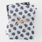 プードル絵を描のミニチュアトイブラックペットドッグアート ラッピングペーパーシート (インサイチュ)