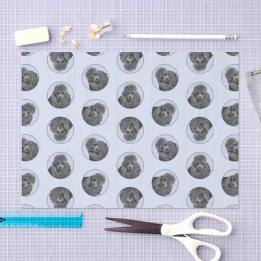 プードル絵を描のミニチュアトイブラックペットドッグアート 薄葉紙 (クラフト)