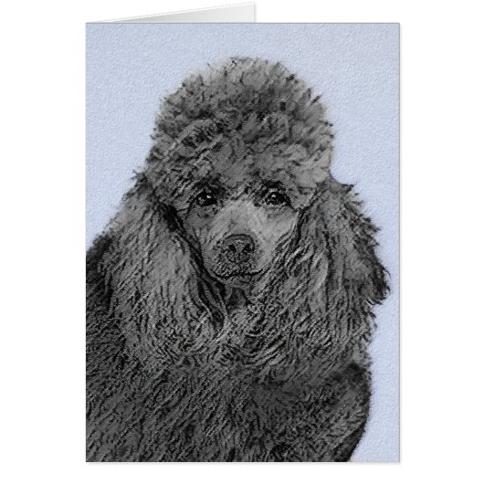 プードル絵画のミニチュアトイブラックオリジナルアート (正面)