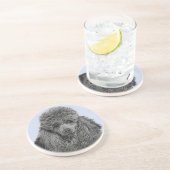 プードル絵画のミニチュアトイブラックオリジナルアート コースター (側面)